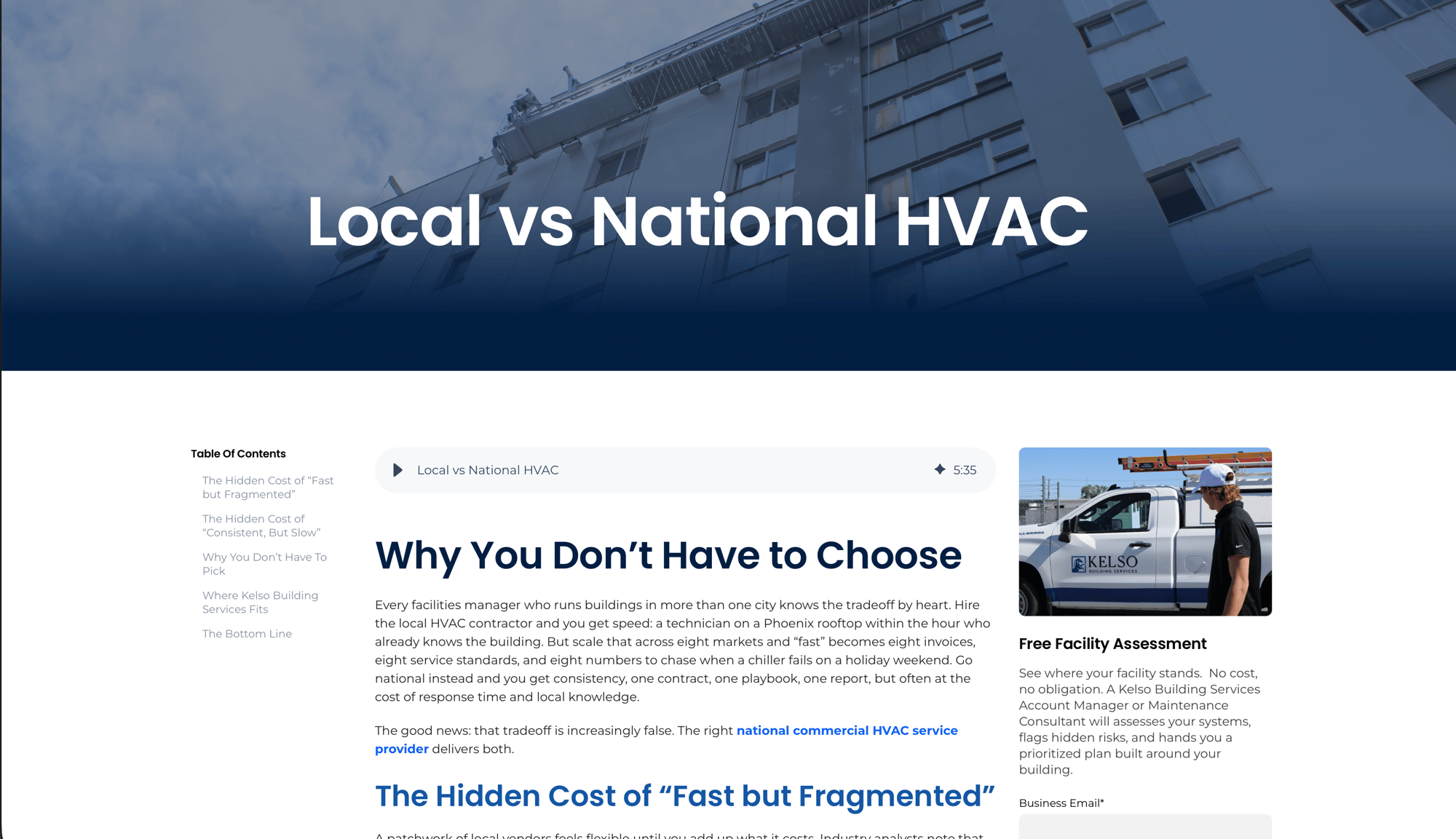 Local vs National HVAC | Blog | Kelso Building Services | The Kelso Brief