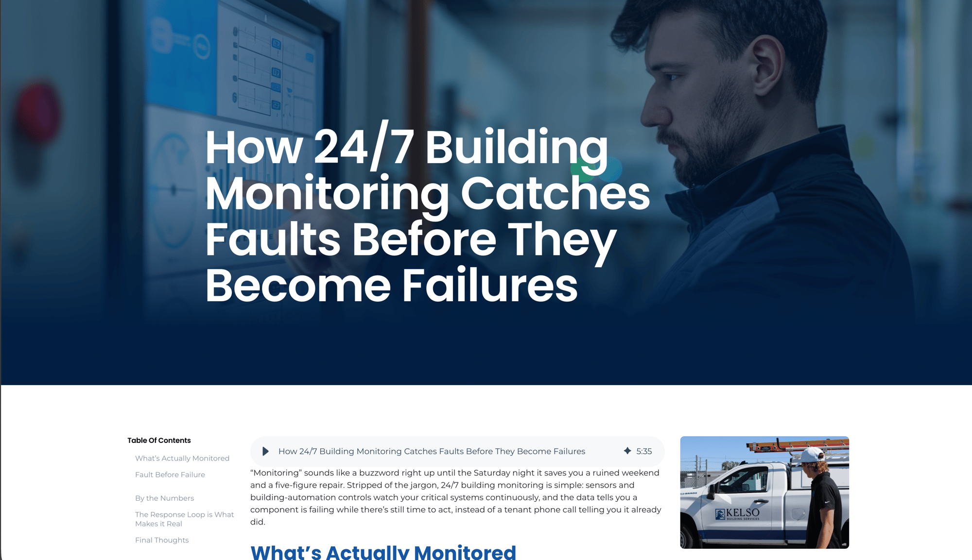 How 24/7 Building Monitoring Catches Faults Before They Become Failures | Blog | Kelso Building Services | The Kelso Brief